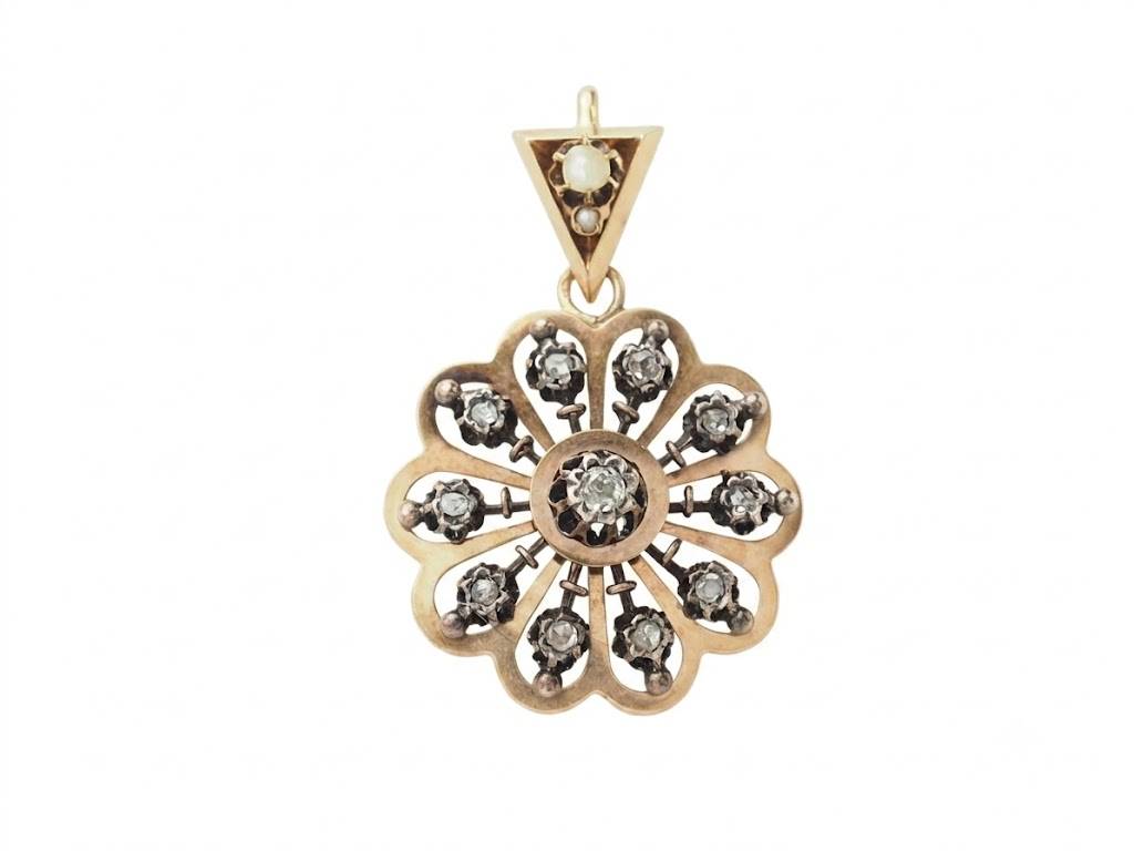 Pendentif Napoléon III en or rose et diamants en vente pès de vieux port à Marseille rf - 16018
