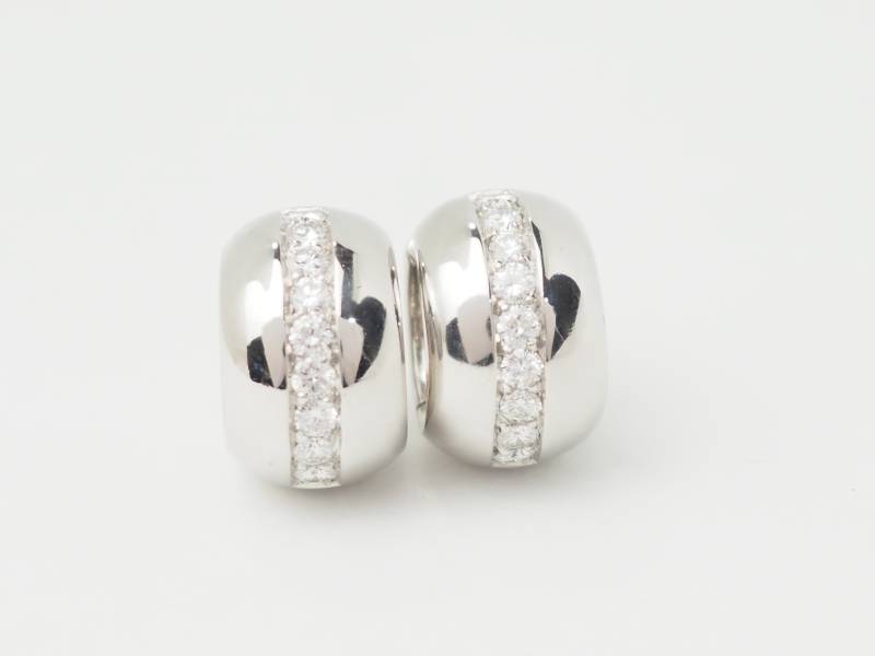 Boucles d'oreilles Créoles en or blanc et diamants en vente à Marseille - rf 33349