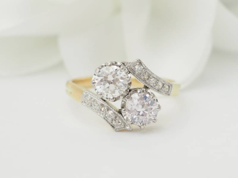 Bague Toi et Moi en or jaune et diamants en vente à Marseille - rf 33401