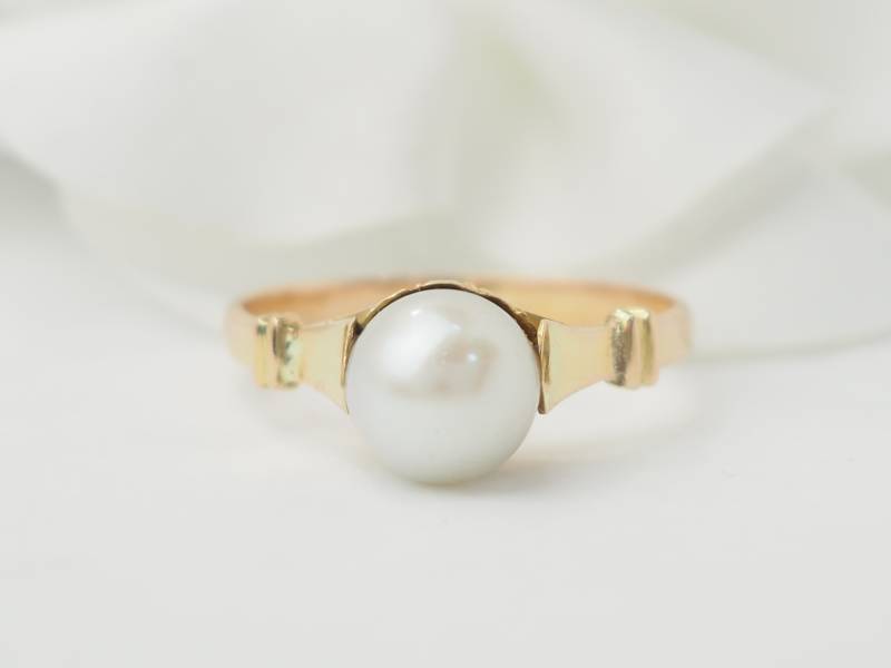 Bague vintage en or jaune perle de culture en vente à Marseille - rf 33417