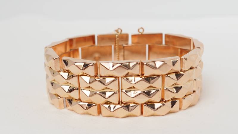 Bracelet Tank années 40 en or rose en vente à Marseille
