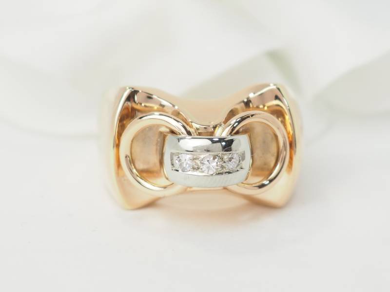 Bague Tank en or rose et diamants en vente à Marseille - rf 33485