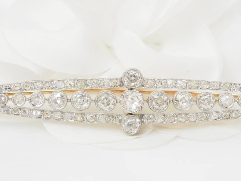 Importante broche Art Déco en or jaune platine et diamants en vente à Marseille - rf 33487