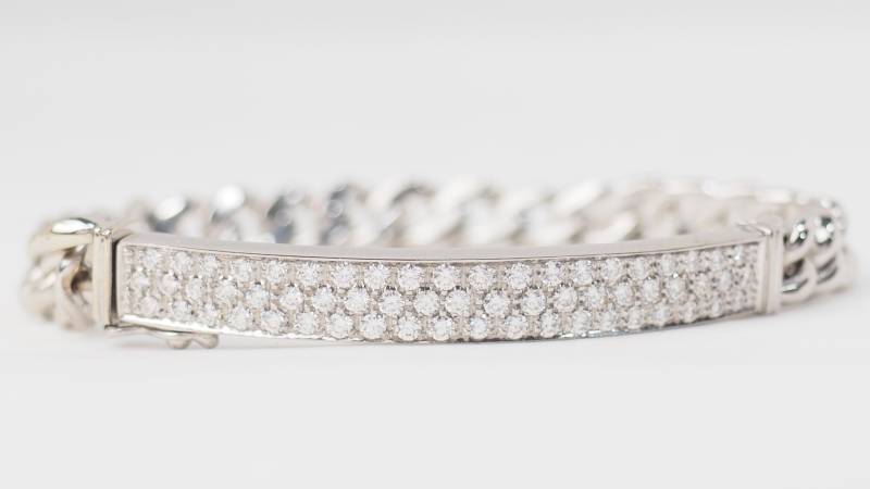 Bracelet souple en or blanc pavé de diamants en vente à Marseille - rf 32978