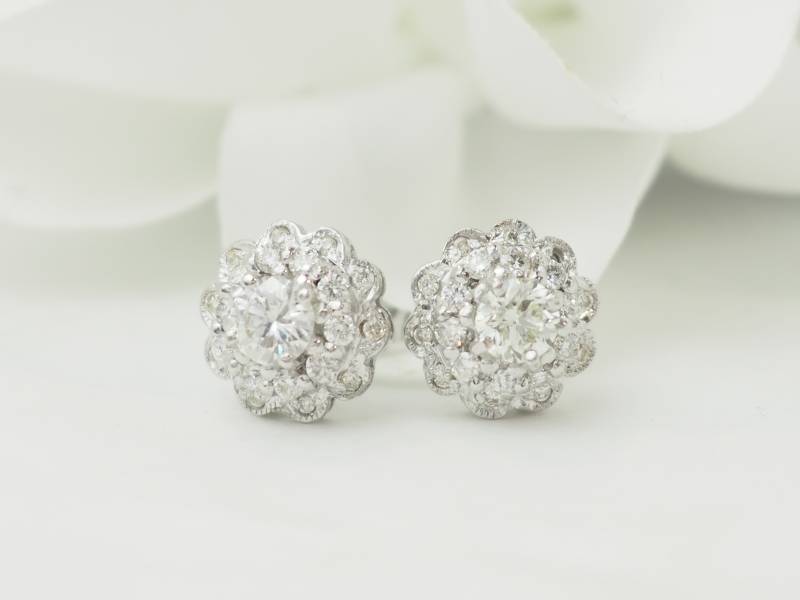Boucles d'oreilles en or blanc et diamants pas cher