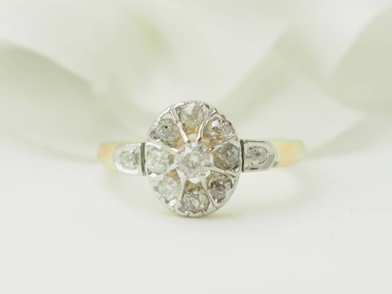 Bague marguerite en or bicolore et diamants en vente à Marseille - rf 33629