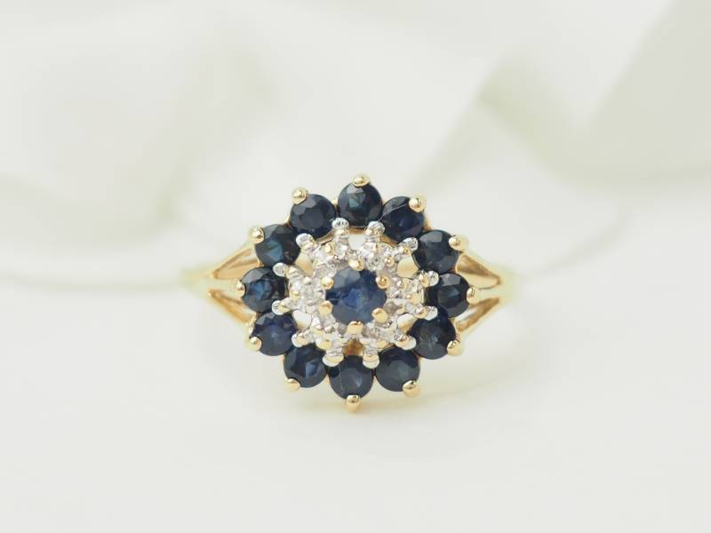 bague vintage en or jaune et saphirs