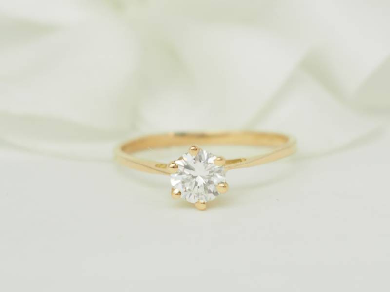 Bague solitaire en or jaune et diamant 0.43ct en vente à Marseille - rf F5050