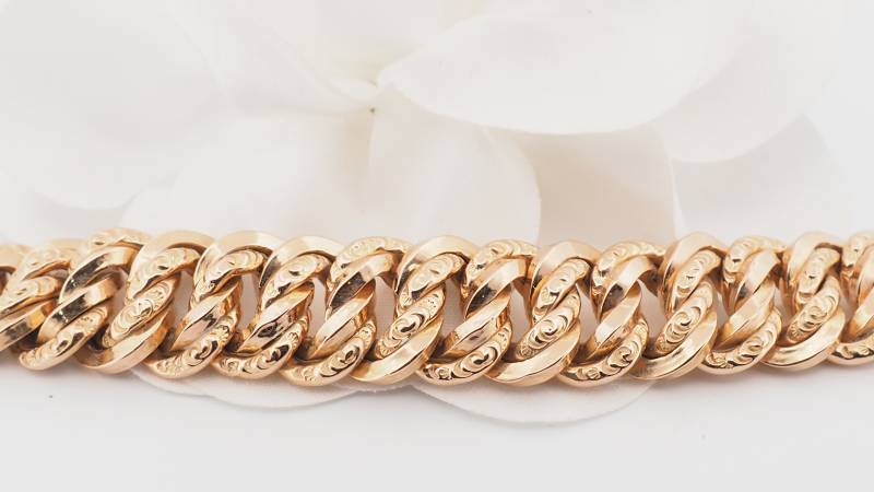 Bracelet maille américaine en or rose