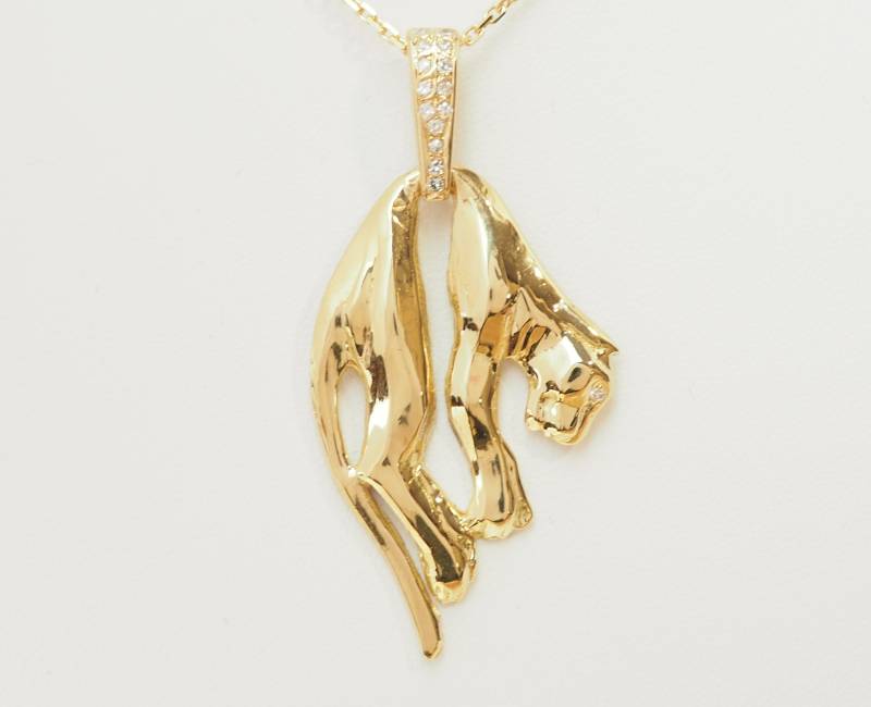 bijou panthère diamant - panther pendant gold luxury animal jewelry