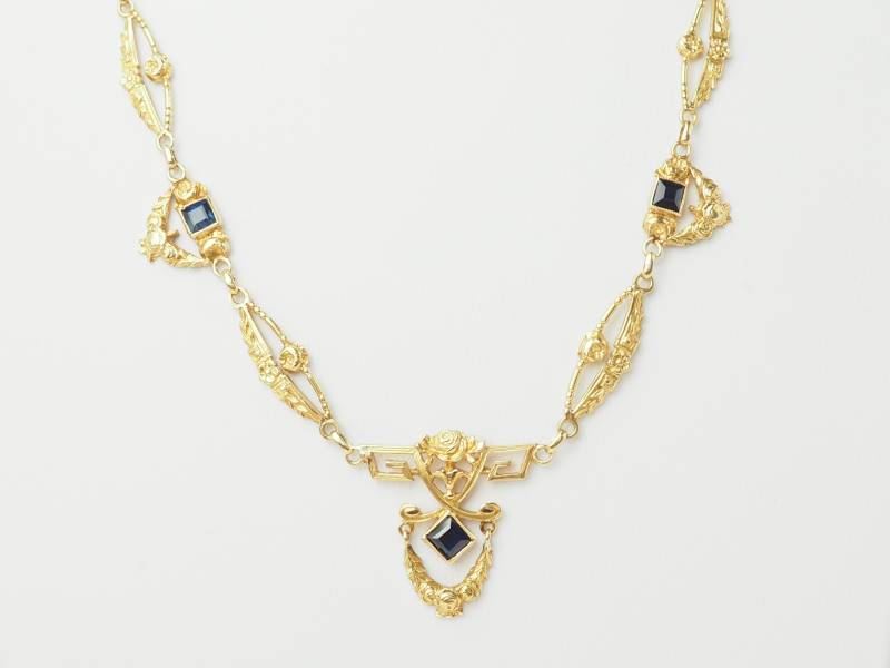 Collier ancien saphir en or jaune – bijouterie Marseille France