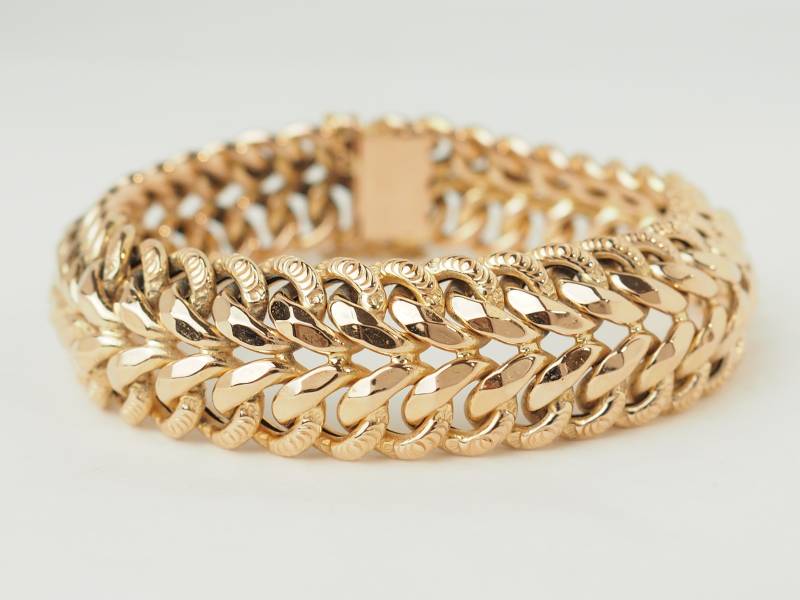 Chunky rose gold bracelet 18k – vintage jewelry France