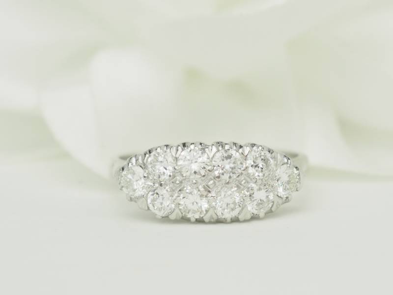 Bague ancienne diamants 1ct en or blanc années 1950