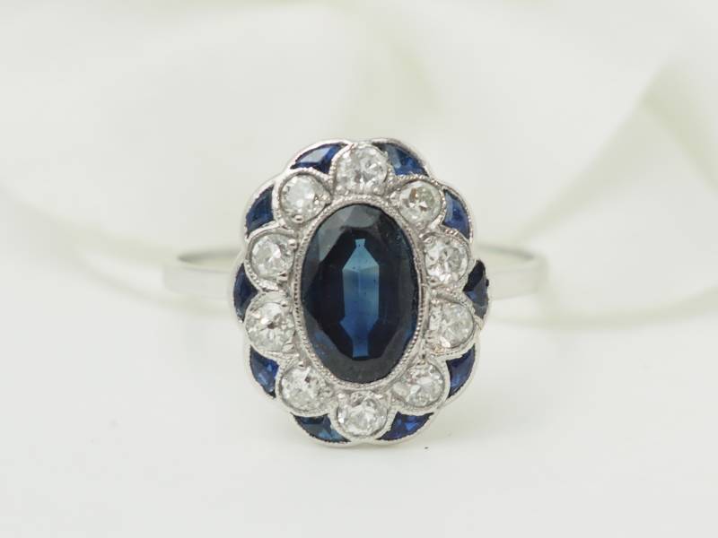 Bague art déco saphir diamants bijouterie Marseille