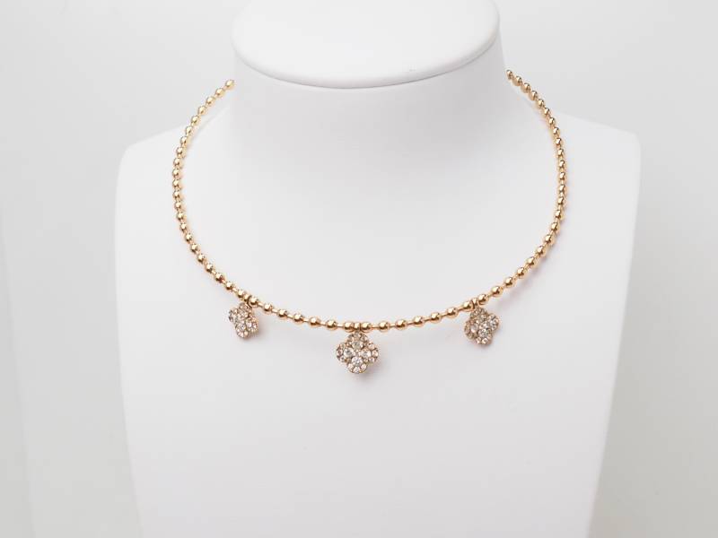 Collier boules à motif fleurs en or rose 