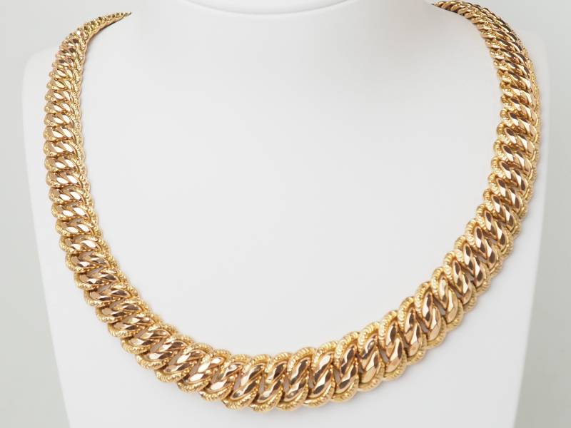 Collier maille américaine en or rose large et élégant