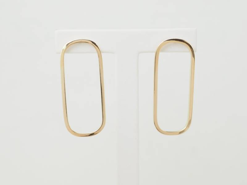Boucles d’oreilles rectangles allongées en or jaune 18Kt en vente à Marseille - Réf 33730