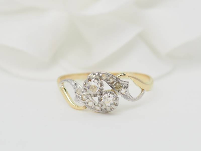 Bague Toi & Moi en or bicolore et diamants 