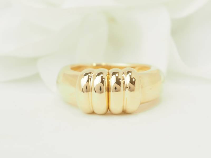 Bague Vintage Or Jaune 18 Carats et Diamants – Dessus Coulissant  en vente à Marseille - rf 33757