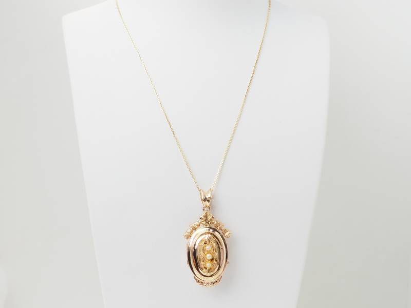 Collier pendentif cassolette en or jaune et perles fines en vente à Marseille - rf 33128