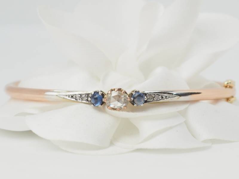 Bracelet en or rose, saphirs et diamant en vente à Marseille